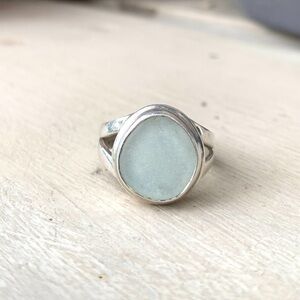 Sterling silver sea glass ring size 7